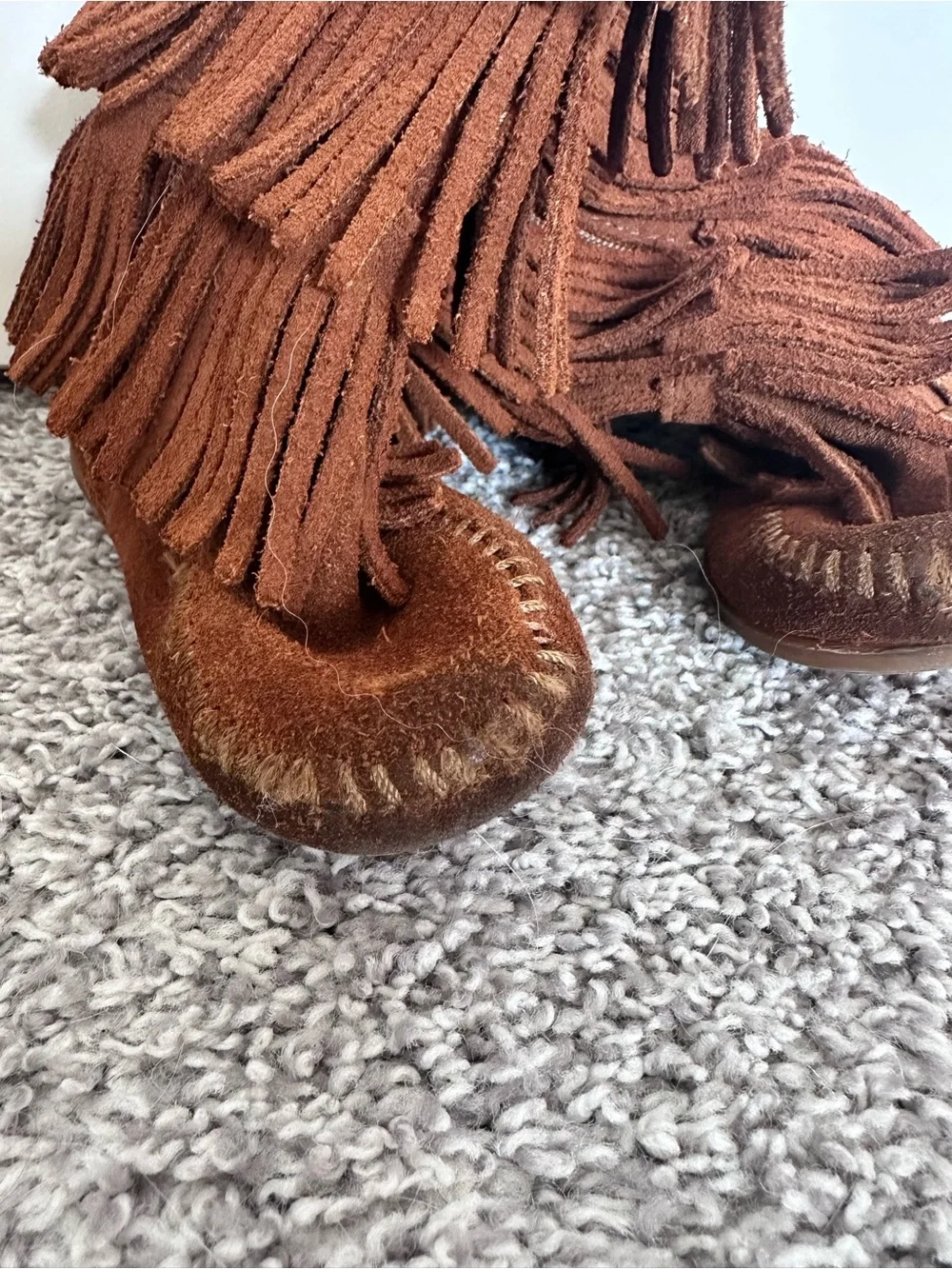 Minnetonka Toddler Girl Brown Suede 3-Tier Fringe Boots Size 7